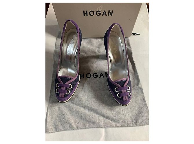 Zapatos de tacón Hogan Opty en tela azul - vista 3