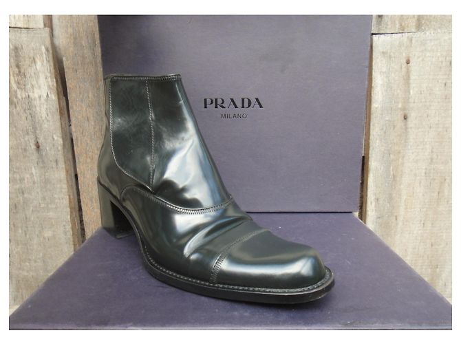 Botas Prada de piel negras 38,5 Negro - vista 7