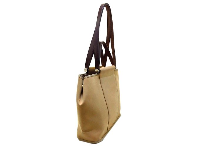 Hermès Hermes Brown Cabag Elan Canvas Satchel Marrone - vista 2