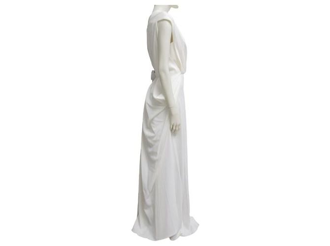 Exclusivo vestido largo "Vionnet" de la línea "Orchidea" Blanco - vista 6