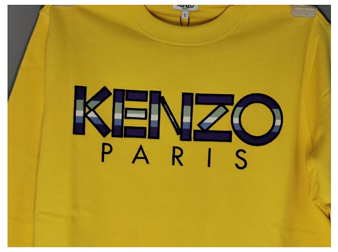 Kenzo besticktes gelbes Baumwollsweatshirt Schwarz Weiß Dunkelviolett - Ansicht 3