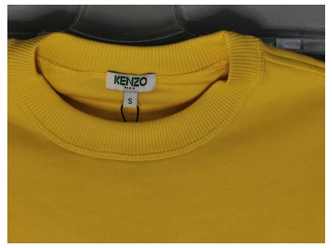 Kenzo besticktes gelbes Baumwollsweatshirt Schwarz Weiß Dunkelviolett - Ansicht 4