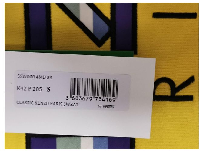 Kenzo besticktes gelbes Baumwollsweatshirt Schwarz Weiß Dunkelviolett - Ansicht 5