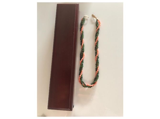 Autre Marque Collana di perle Lucoral Corallo Rosa e Malachite - vista 2