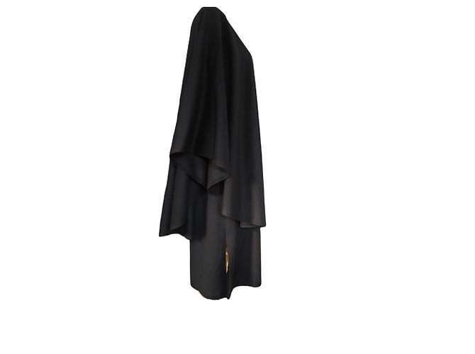 Yves Saint Laurent Schwarzer Wollmantel Cape - Ansicht 10