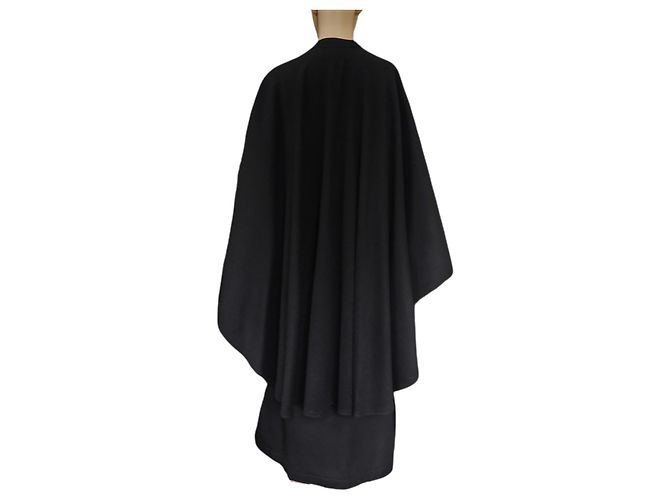 Yves Saint Laurent Schwarzer Wollmantel Cape - Ansicht 11