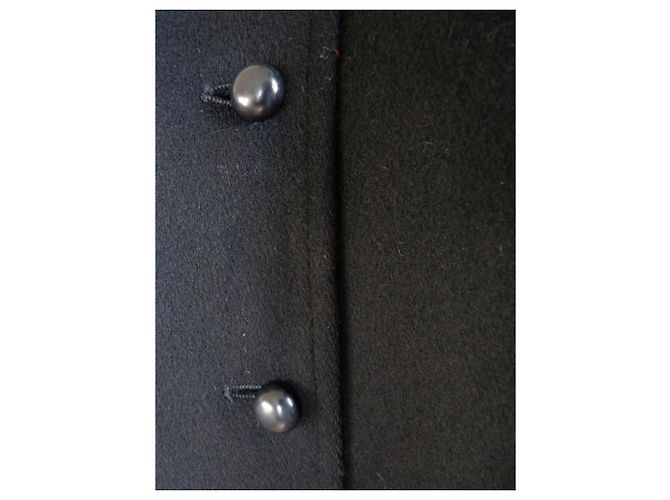 Yves Saint Laurent Schwarzer Wollmantel Cape - Ansicht 12