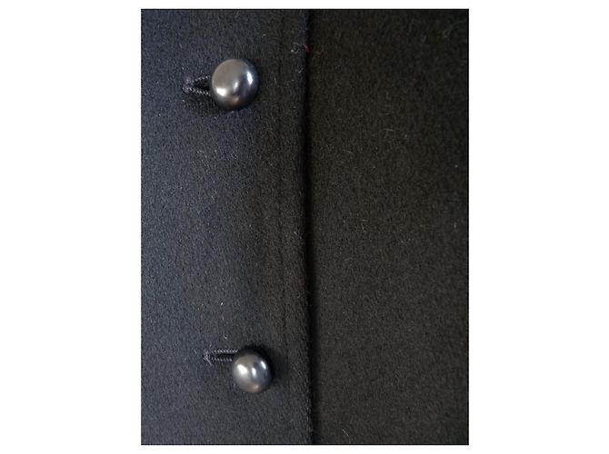 Yves Saint Laurent Schwarzer Wollmantel Cape - Ansicht 3