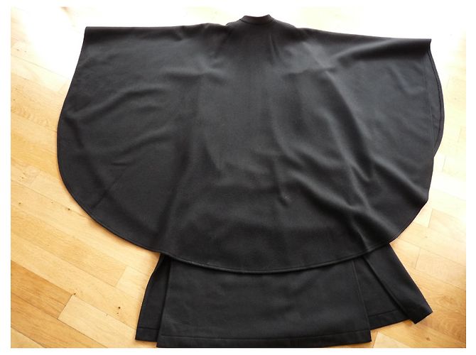 Yves Saint Laurent Schwarzer Wollmantel Cape - Ansicht 4
