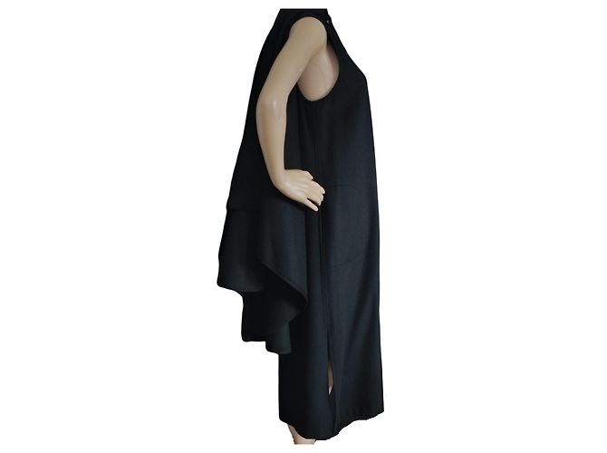 Yves Saint Laurent Schwarzer Wollmantel Cape - Ansicht 9