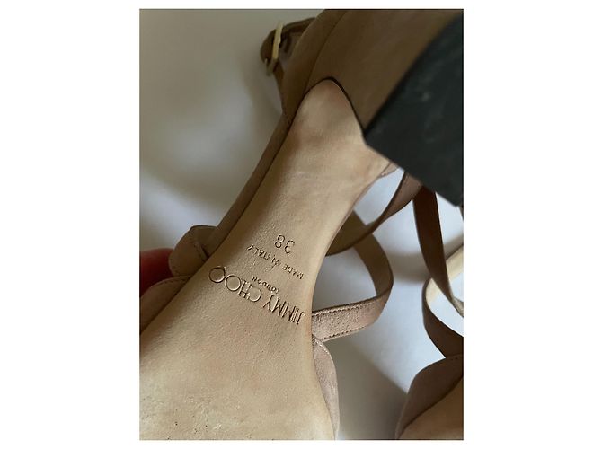 Sandali Jimmy Choo in suede con tacco largo beige - vista 10