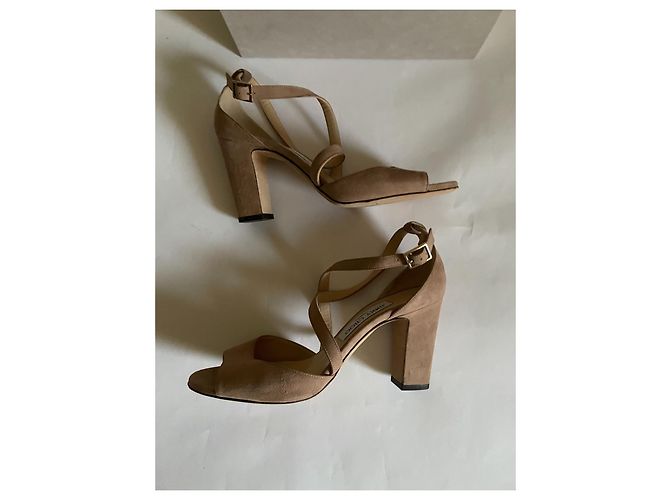 Sandali Jimmy Choo in suede con tacco largo beige - vista 11