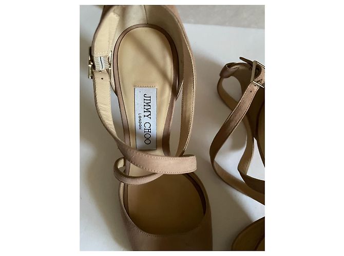 Sandali Jimmy Choo in suede con tacco largo beige - vista 3