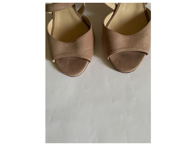 Sandali Jimmy Choo in suede con tacco largo beige - vista 6