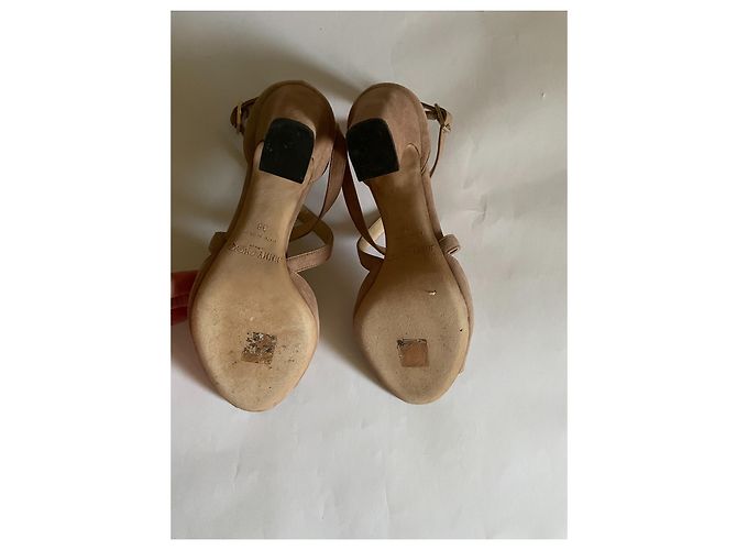 Sandali Jimmy Choo in suede con tacco largo beige - vista 9