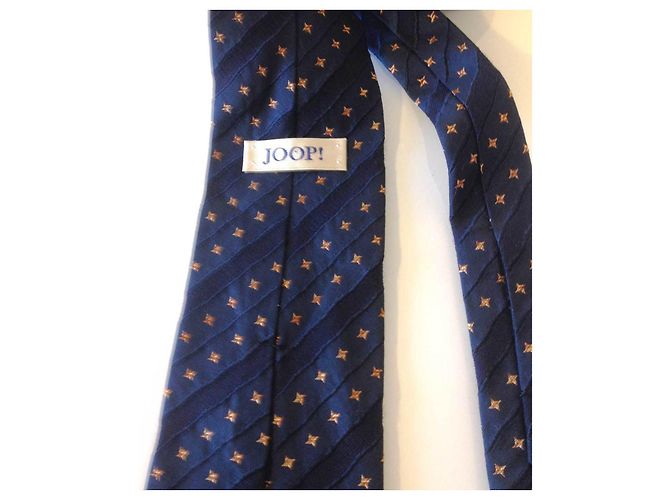 JOOP! Cravatta cravatta in seta blu con stelle gialle - vista 5