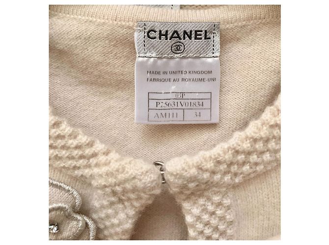 Chanel Kaschmir-Cardigan mit Broschen Beige - Ansicht 3