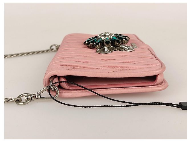 Miu Miu I-phone case in pelle Rosa - vista 4