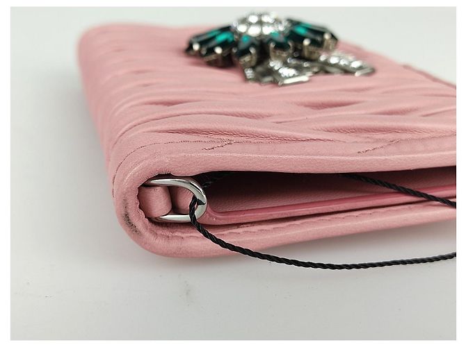 Miu Miu I-phone case in pelle Rosa - vista 5