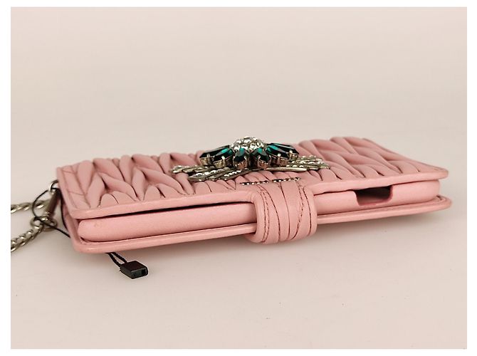 Miu Miu I-phone case in pelle Rosa - vista 7