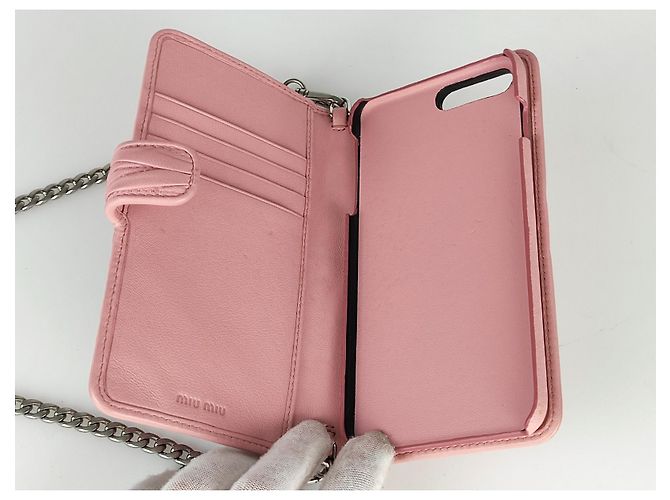 Miu Miu I-phone case in pelle Rosa - vista 9