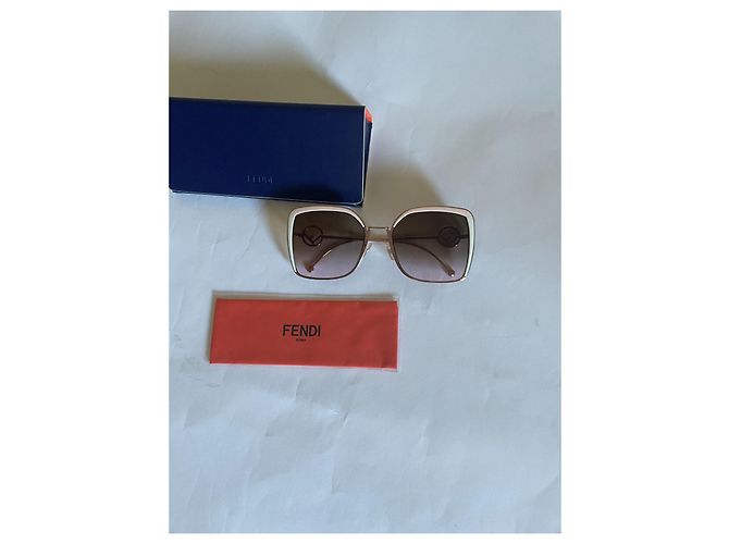 Óculos de sol Fendi FF 0294/S Oversized Marrom Rosa Bege - vista 2