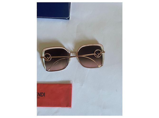 Óculos de sol Fendi FF 0294/S Oversized Marrom Rosa Bege - vista 5