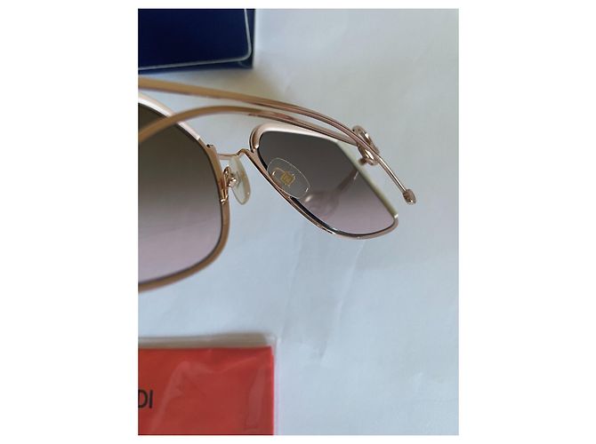 Óculos de sol Fendi FF 0294/S Oversized Marrom Rosa Bege - vista 7