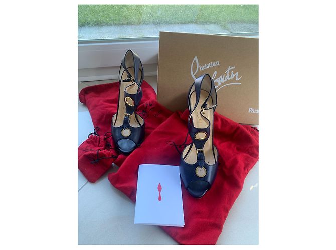 Sandali Christian Louboutin Ublot Eclipse Blu Navy Pelle - vista 2