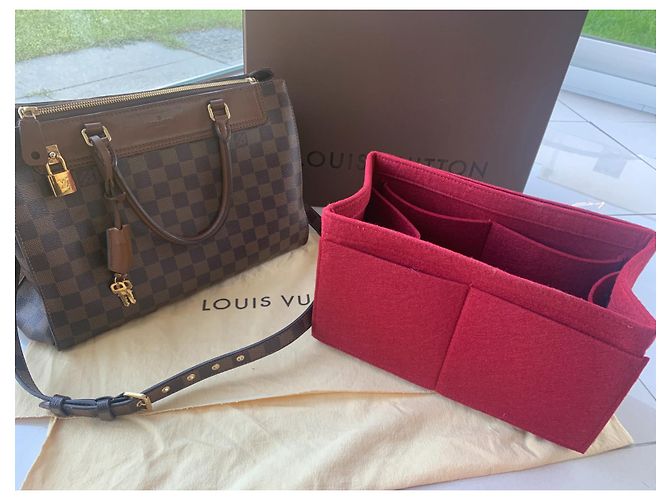 Borsa a mano Louis Vuitton Greenwich Damier tela e pelle marrone - vista 11