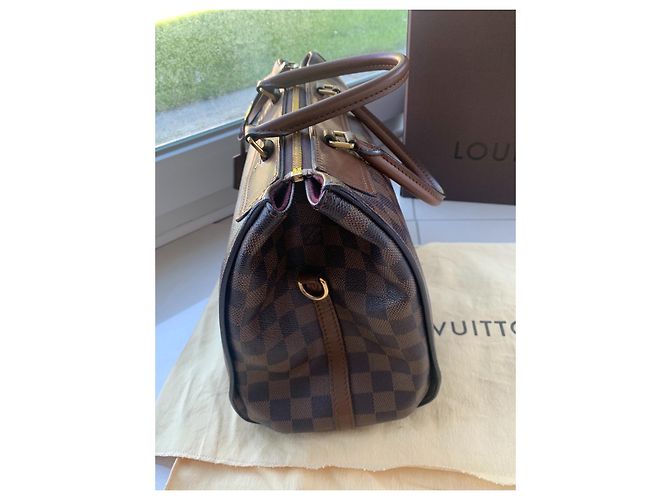Borsa a mano Louis Vuitton Greenwich Damier tela e pelle marrone - vista 3