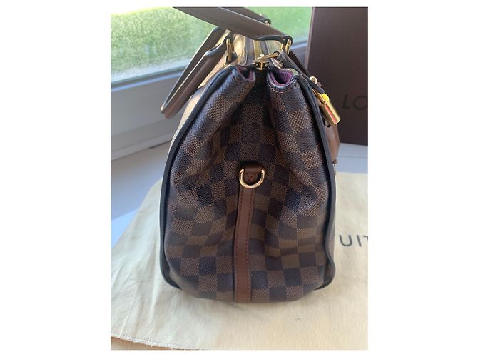 Borsa a mano Louis Vuitton Greenwich Damier tela e pelle marrone - vista 5