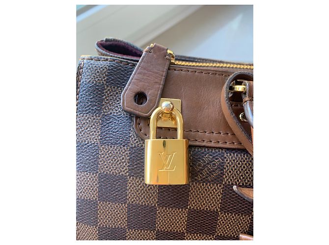 Borsa a mano Louis Vuitton Greenwich Damier tela e pelle marrone - vista 7