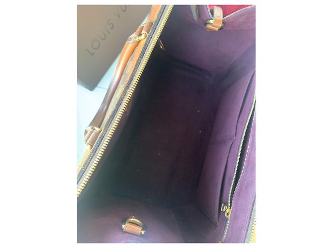 Borsa a mano Louis Vuitton Greenwich Damier tela e pelle marrone - vista 9