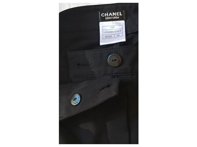 Cambon Pantalones Chanel Uniform Negros de Algodón - vista 4