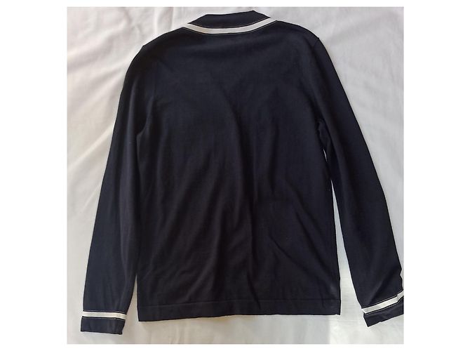 Cambon Chanel Uniform Strickjacke aus Baumwolle eggshell marineblau Aus weiß - Ansicht 2