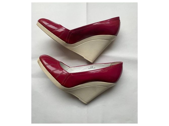 Mule con zeppa Hogan rosso scuro in pelle vernice 36 Bordò - vista 3