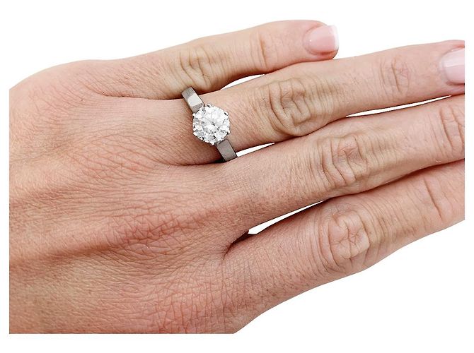 inconnue Gebrauchter Solitär aus Weißgold, Brillant-Schliff-Diamant 1,59 Karat - Ansicht 6