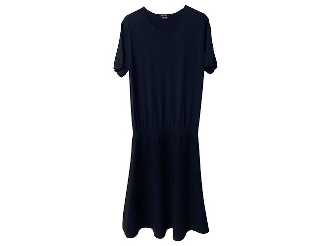 Theory T-Shirt Midikleid aus schwarzer Wolle - Ansicht 4