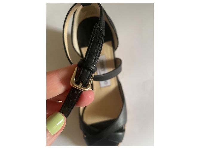 Mule con zeppa Jimmy Choo in pelle nero beige - vista 6