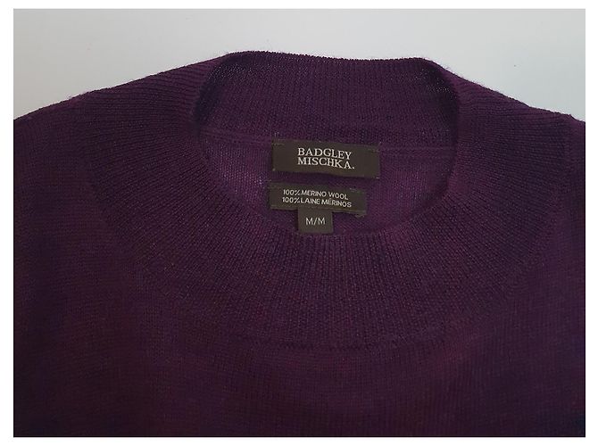 Badgley Mischka Pullover aus violetter Merinowolle Dunkelviolett - Ansicht 4