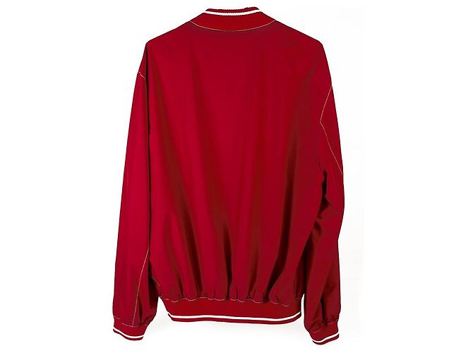 Canali Red & Cream Reversible Bomber Style Zipper Classic Zipper Jacket sz 56 Vermelho Cru - vista 3