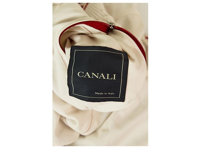 Canali Red & Cream Reversible Bomber Style Zipper Classic Zipper Jacket sz 56 Vermelho Cru - vista 5