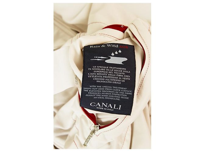 Canali Red & Cream Reversible Bomber Style Zipper Classic Zipper Jacket sz 56 Vermelho Cru - vista 6