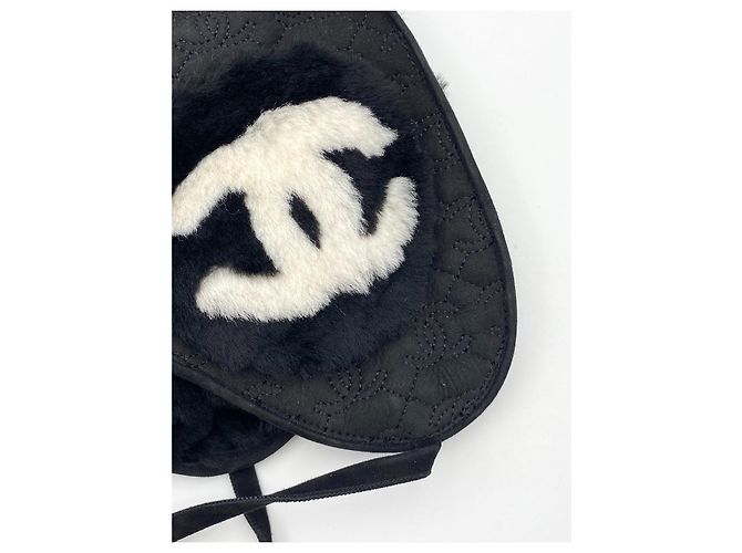 Chapéu de aviador Chanel preto shearling de mouton - vista 4