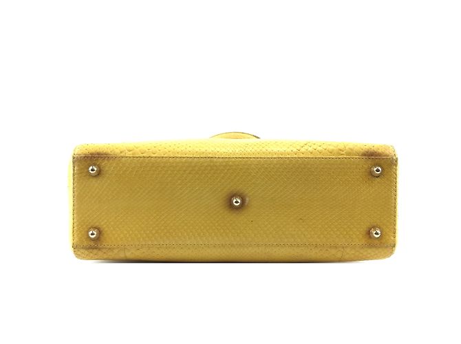 Sac à main Dior jaune en peau de python - vue 6