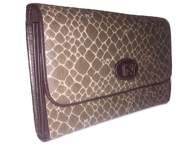 NINA RICCI serviette vintage Marron Beige - vue 2
