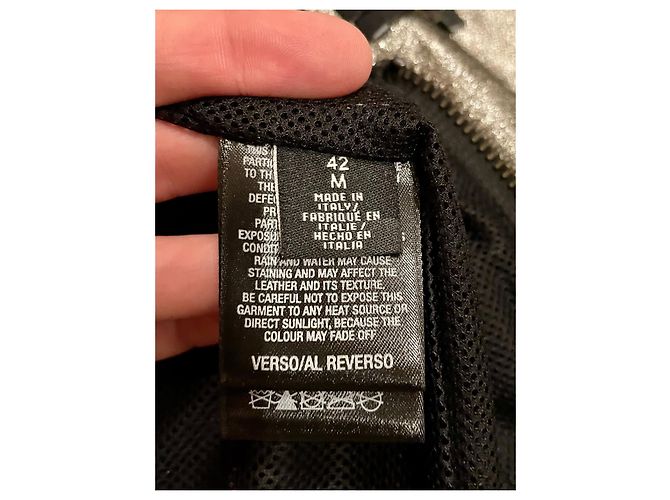 Karl Lagerfeld Lederjacke Perfecto in Silber - Ansicht 10