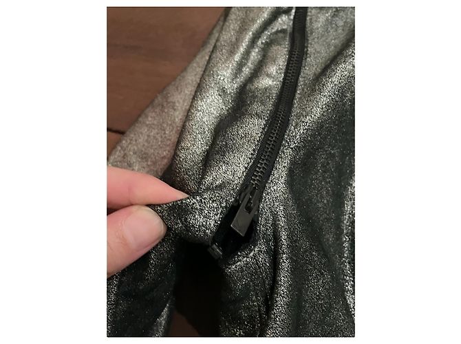Karl Lagerfeld Lederjacke Perfecto in Silber - Ansicht 13