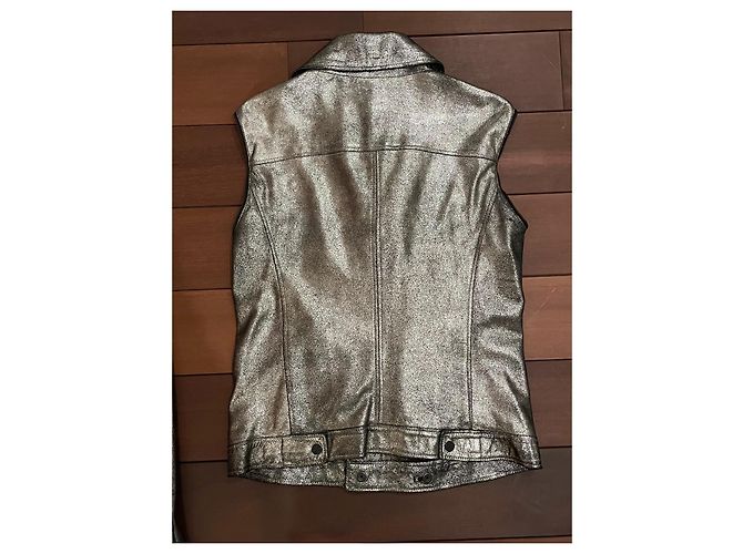 Karl Lagerfeld Lederjacke Perfecto in Silber - Ansicht 4